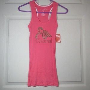 NWT Cozumel Pink Size Med NEW Sea Turtle Rhinestone Tank Top Sleeveless Vacation